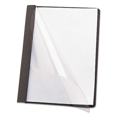 Smead Poly Report Cover Tang Clip Letter 1/2" Capacity Clear/Black 25/Box 87453