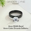 Solitaire Engagement Ring for Women 4mm Cubic Zirconia 1CT Stainless Steel by Ginger Lyne - 3 of 4