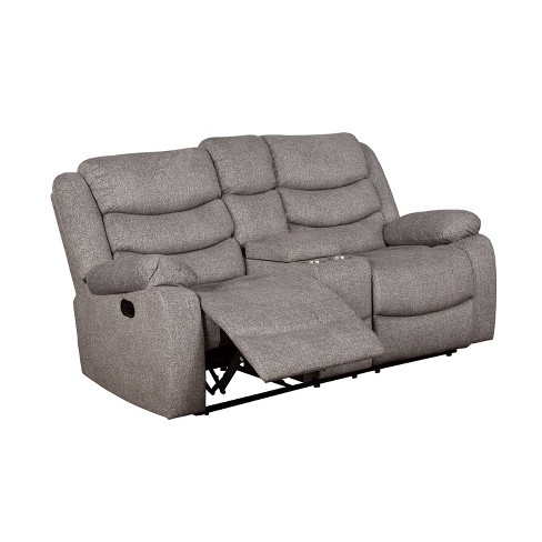 Reston Pillow Top Arms Recliner Love Seat Light Gray Mibasics