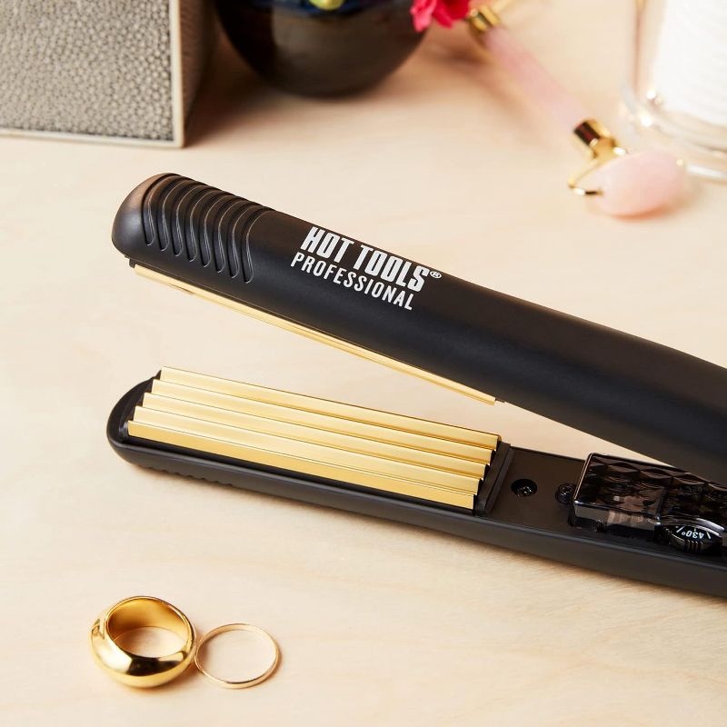 Hot Tools Pro Artist 24K Gold Crimping Iron | For Light Textured Crimps and Volume (1 in) , Micro Crimper Iron Model #HO-1174CRV2, 5 of 7
