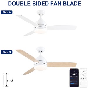 YUHAO 42 in. Indoor Modern Contemporary Matte White ABS Blades Integrated Dimmable LED Ceiling Fan with Light and Remote Control - 1 of 4