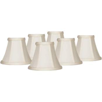Imperial Shade Set of 6 Hardback Bell Lamp Shades Evaline Cream Small 3" Top x 6" Bottom x 5" High Candelabra Clip-On Fitting