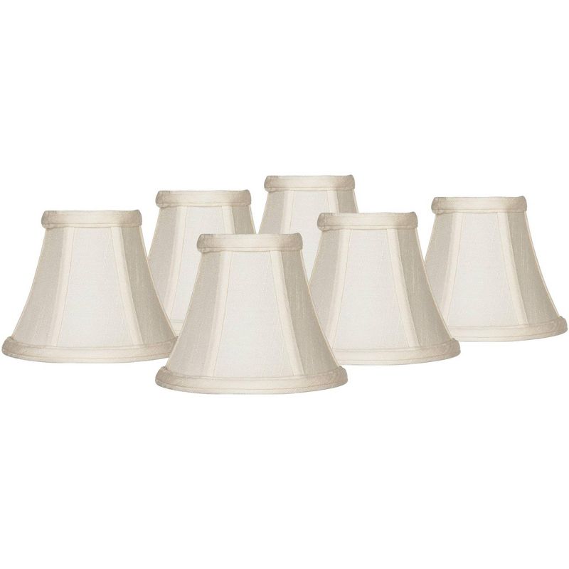 Imperial Shade Set of 6 Hardback Bell Lamp Shades Evaline Cream Small 3" Top x 6" Bottom x 5" High Candelabra Clip-On Fitting, 1 of 8