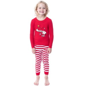 Peanuts Snoopy and Woodstock Loved Tight Fit Cotton Matching Family Pajama Set Red - 1 of 4