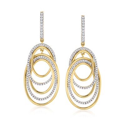Ross-Simons 1.00 ct. t.w. Pave Diamond Oval-Link Drop Earrings