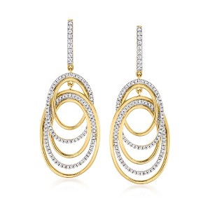 Ross-Simons 1.00 ct. t.w. Pave Diamond Oval-Link Drop Earrings - 1 of 4