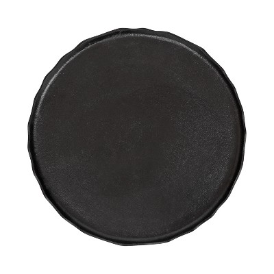 Alessia Black Round Metal Coffee Table with Deckled Edge, 26x26x16