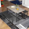 Dining Table Set for 4, Small Kitchen Table Set with 2 Upholstered Bench, Farmhouse Set, Space Saving Dining Table for Apartment, Rustic Brown - 4 of 4