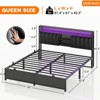 Aheaplus Platform Beds with Upholstered Headboard, Charge Station, and LED Lights - 3 of 4