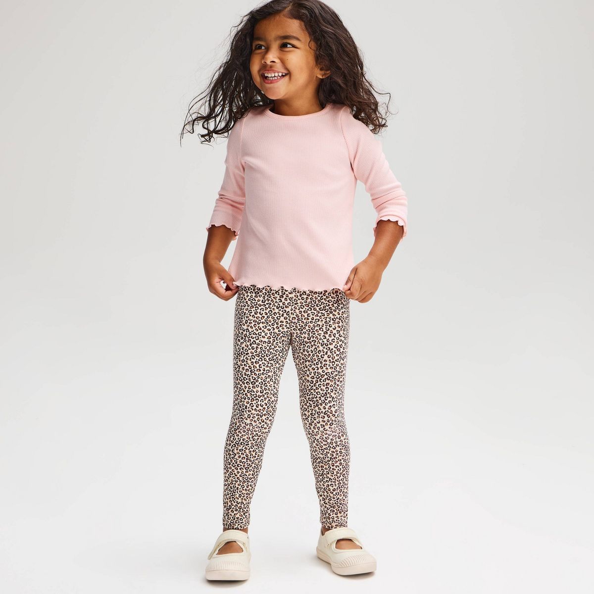 Baby and Toddler Girls' Solid Ribbed Scallop Hem Long Sleeve T-Shirt - Cat & Jack™ - thumbnail 4