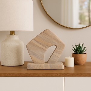 Decorative Home Decor Sculpture for Office, Living Room, and Bathroom Decor - Stylish Statue Ideal for Shelf and Coffee Table Decor Accent - 8", Tan - 1 of 4