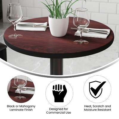 Mahogany and Black 24'' Round Laminate Table Top Set