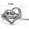 Slickblue Women's Stainless Steel Ring with Clear CZ Heart Stone, Polished Finish, Size 5-10 - 2 of 4
