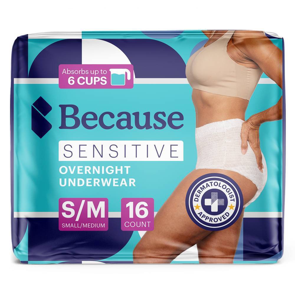 Because Sensitive Overnight Bladder Control Incontinence Underwear - 64 S/M 