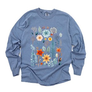 Simply Sage Market Winter Floral Garment Dyed Long Sleeve - 1 of 4