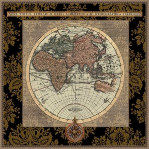 Amanti Art Damask on Black Map I by Elizabeth Medley Canvas Wall Art Print Framed 22 x 22-in. - 1 of 4