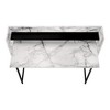 Vynxaria 48" White Marble Effect Matte Black Metal Desk Modern Home Office Centerpiece with Storage Shelves - 4 of 4