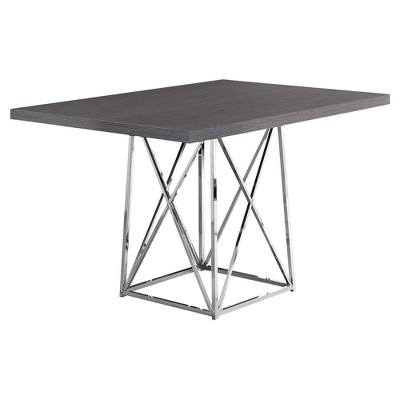 Monarch Specialties Dining Table 48" Rectangular Small Kitchen Dining Room Grey Laminate Chrome Metal Contemporary Modern
