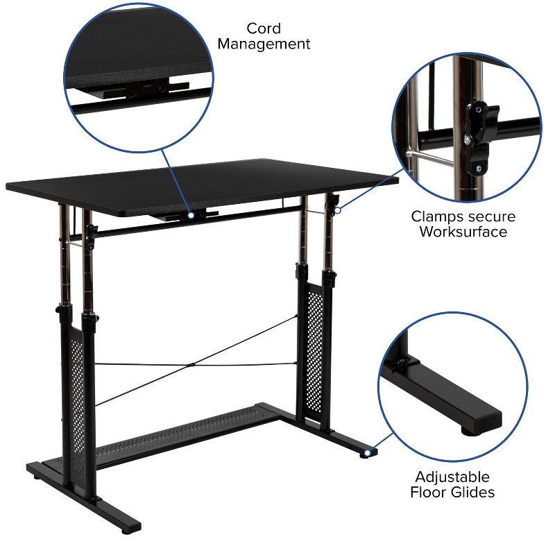 Flash Furniture Height Adjustable (27.25-35.75"H) Sit to Stand Home Office Desk, 6 of 14