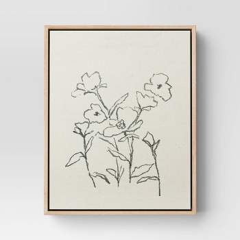 8" x 10" Sketch Flowers Framed Wall Canvas Tan - Threshold™