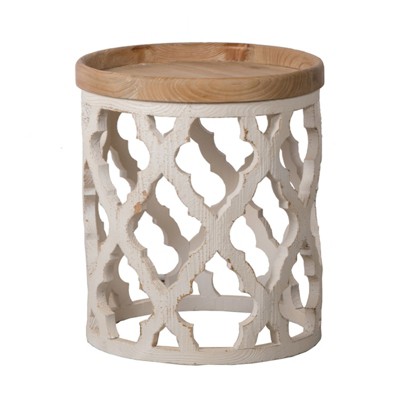 Maggift Patio End Tables Accent Side End Table for Outdoor and Indoor, Garden, Backyard Use, Special Design, Beige, 19.7"*19.7"*23"