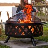 Sunnydaze Outdoor Camping or Backyard Crossweave Cut Out Fire Pit with Spark Screen and Log Poker - 2 of 4
