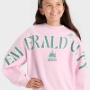 Girls' Wicked Emerald City Fleece Crewneck Graphic Sweatshirt - Light Pink - 2 of 4