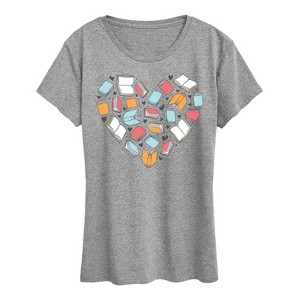 Women's - Instant Message - Book Heart Short Sleeve Graphic T-Shirt - 1 of 4