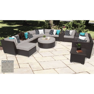 Barbados 12pc Patio Curved Sectional Seating Set with Cushions - Ash - TK Classics