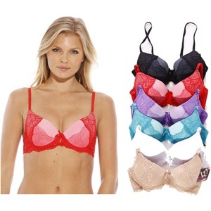 Just Intimates Dotted Mesh Lace Bras for Women (Pack of 6) - 1 of 3