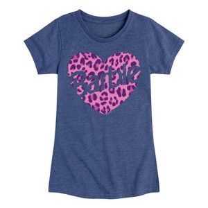 Girls' - Barbie - Leopard Heart Logo Fitted Short Sleeve Graphic T-Shirt - 1 of 4