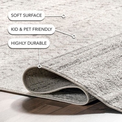 Nova Bohemian Gray Striped Synthetic 4' x 6' Area Rug