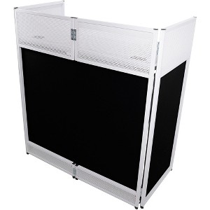 ProX VISTA DJ Booth Facade Table Station with White/Black Scrim kit and Padded Travel Bag White - 1 of 4