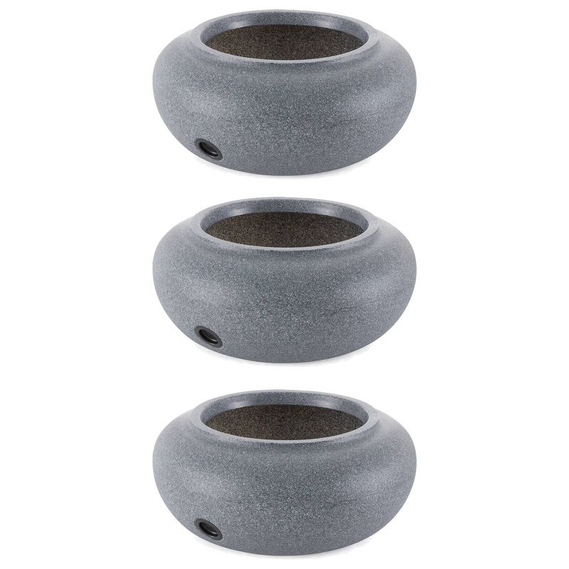 HC Companies Versatile 21 Inch Round Natural Decorative Plastic Outdoor Garden Hose Storage Pot with Side Hole, Granite (3 Pack), 1 of 7