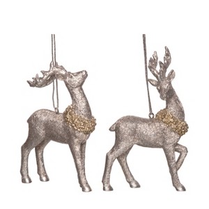 Transpac Resin Elegant Reindeer Ornament Set of 2 Christmas Home Decorations - 1 of 1