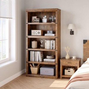 Farmhouse Bookshelf with Storage Open Display Shelves, Wooden Bookcase, Home Decor Furniture for Office, Living Room, Bedroom - 1 of 4