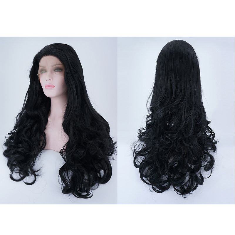 Unique Bargains Long Body Wave Lace Front Wigs Women's with Adjustable Wig Cap 24" Black 1PC, 3 of 6