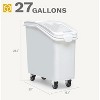 27 Gallon Dry Food Ingredient Cereal Rice Grains Container Box with Wheels - 3 of 4