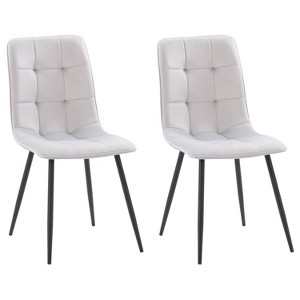 Nash Velvet Side Chair with Black Legs Light Gray - CorLiving: Upholstered Tufted, Tapered Metal Frame - 1 of 4