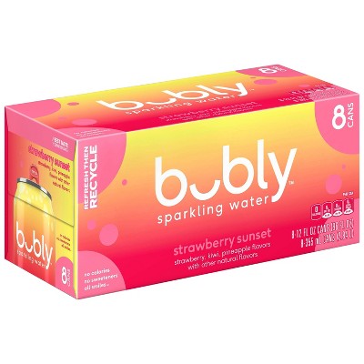 bubly Strawberry Sunset Sparkling Water - 8pk/12 fl oz Cans