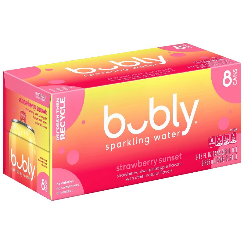 bubly Strawberry Sunset Sparkling Water - 8pk/12 fl oz Cans, 2 of 6