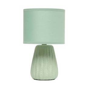 11.02 Mini Modern Ceramic Pastel Accent Bedside Table Desk Lamp with Matching Fabric Shade Sage Green Simple Designs ETL Listed Cotton Shade
