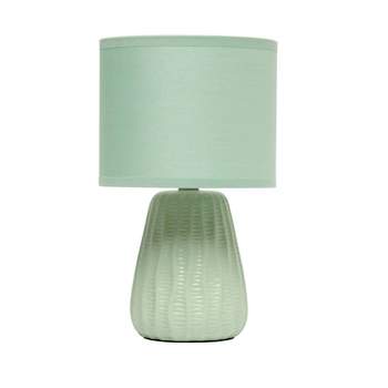 11.02" Mini Modern Ceramic Pastel Accent Bedside Table Desk Lamp with Matching Fabric Shade Periwinkle - Simple Designs