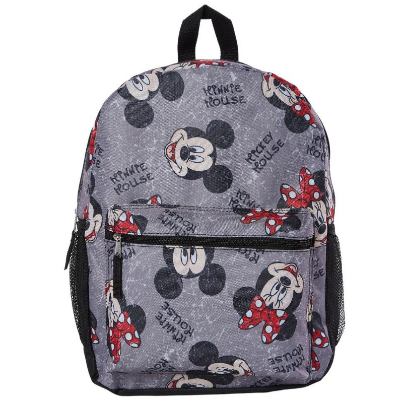 Disney Mickey and Minnie Mouse Backpack for Kids and Adults, 16 inch, Grey, 1 of 8