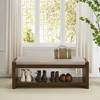 40"/47"W Upholstered Accent Bench with Removable Cushion and Lower Shoe Rack, Modern Bed End Storage Bench for Living Room - ModernLuxe - 2 of 4