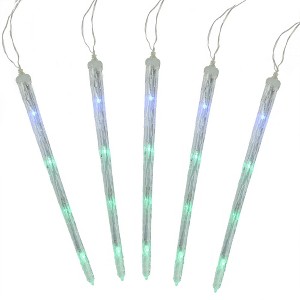 Northlight Set of 5 Color Changing Cascading Icicle Christmas Light Tubes - 13 ft Clear Wire - 1 of 3