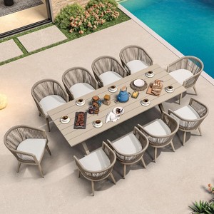 PURPLE LEAF Patio Dining Set All-Weather Wicker Aluminium Outdoor Table and Chairs Set for Backyard Decor Kitchen Modern Furniture Set - 1 of 4