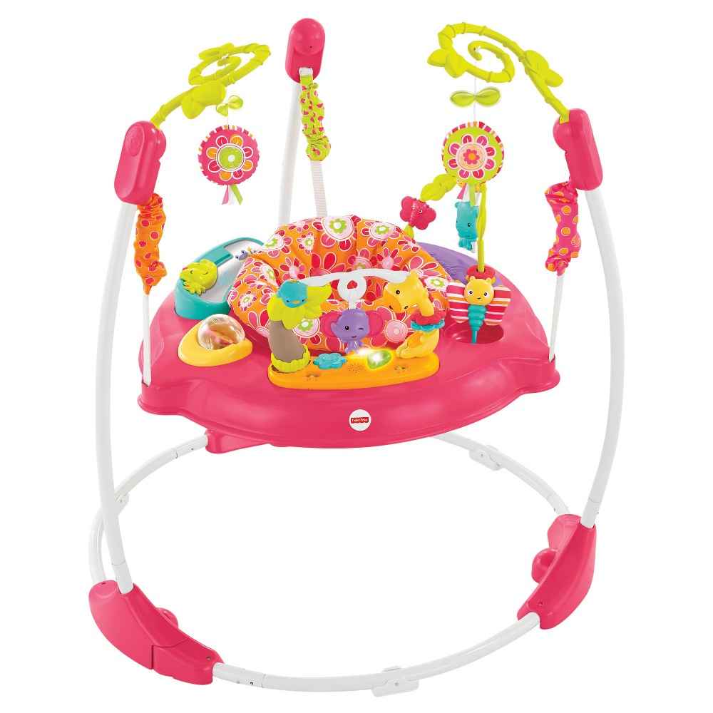 Fisher-Price Baby Bouncer Pink Petals Jumperoo Activity Center with Music and Lights