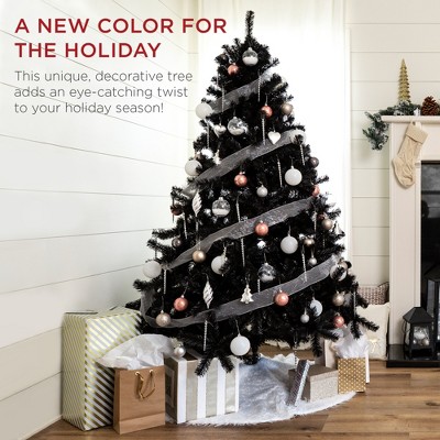 6ft Black PVC Full Artificial Christmas Tree with Metal Base