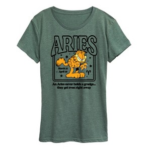 Women's - Garfield - Aries Never Holds A Grudge They Get Even Short Sleeve Graphic T-Shirt - 1 of 4